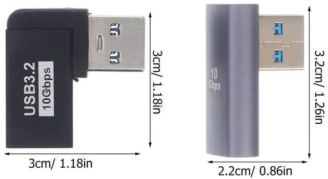 Alt view image 2 of 3 - 2Pcs 90 Degree USB Adapter USB 3.0 Male to Female Angled Connector High Speed Up to 10Gbps Laptop Accessories Angled Adapter