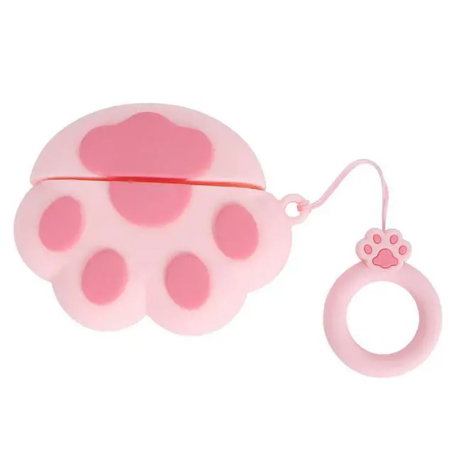 Alt view image 3 of 3 - Earphone Silicone Case Creative Cat Paw Design Pink Lightweight Impact Resistant Cover Keyring Pendant for