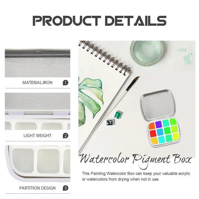 Alt view image 2 of 3 - 1Set Watercolor Pigment Box Empty Painting Pigment Box 12-Grid Watercolor Palettes Paint Case Art Organizer