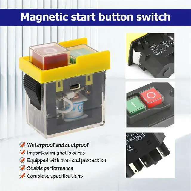 Alt view image 2 of 3 - Kjd6 5E4 250V 6A with Electromagnetic Waterproof Power Outage Tool Switch Start Button
