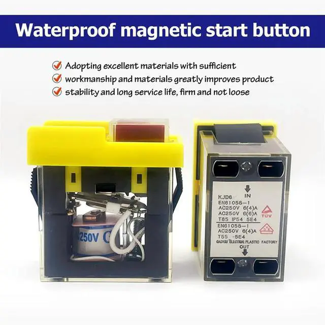 Alt view image 3 of 3 - Kjd6 5E4 250V 6A with Electromagnetic Waterproof Power Outage Tool Switch Start Button