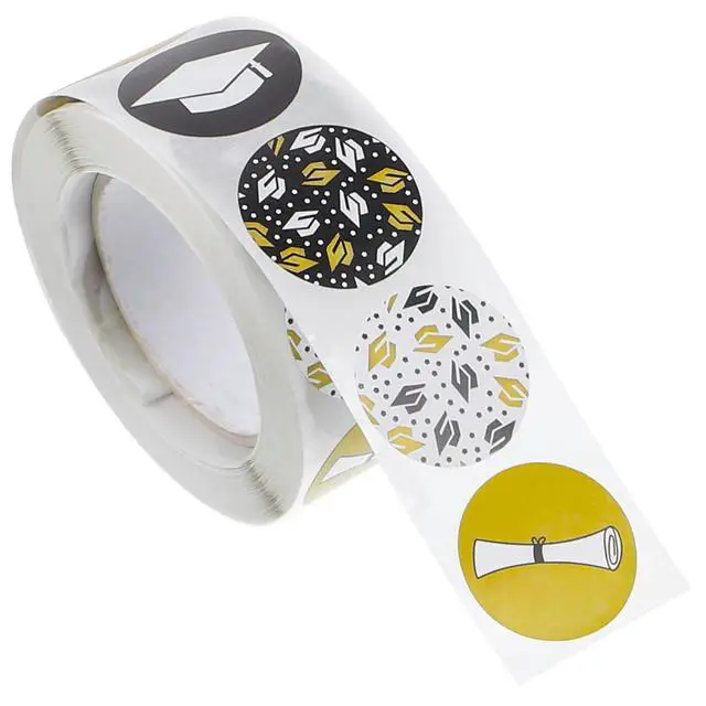 Alt view image 3 of 3 - 500Pcs Graduation Themed Stickers Cool Stylish Self Stick Round Seal els for Balloons Cards Gift Wraps DIY Room Decor