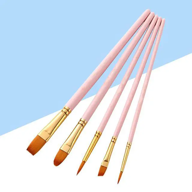 Alt view image 2 of 3 - 5Pcs Professional Paintbrush Set Elastic Nylon Hair for Watercolor Oil Acrylic Painting Suitable for Students Artists Painting