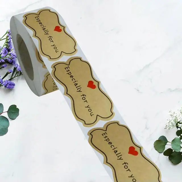 Alt view image 2 of 3 - 250Pcs Self-Adhesive Sealing el Stickers Kraft Paper Design for Biscuit Macaron Chocolate Bag Closure Gift Tag Decoration