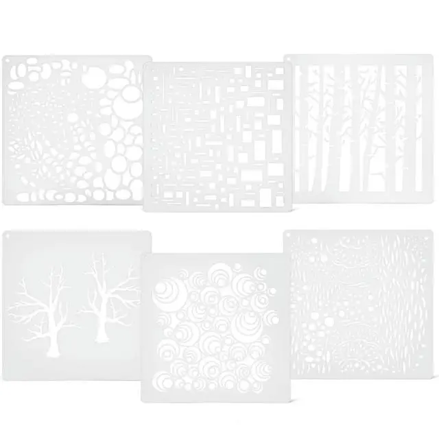 Alt view image 2 of 3 - 6Pcs Painting Templates Lightweight Creative Designs Stencil Set for DIY Crafts Wall Canvas Painting Stencils Journal Stencils