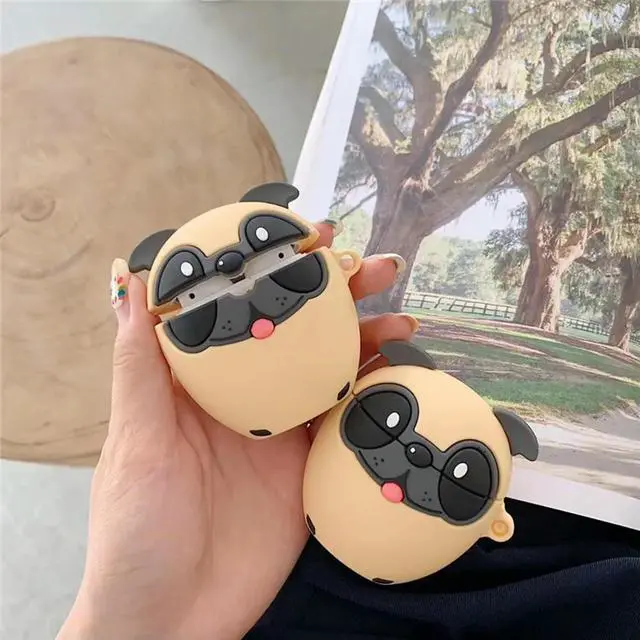 Alt view image 2 of 3 - 1Pcs Cute Starling Dog Earphone Protective Shell Silicone Case Cover Khaki Compatible with AirPods 1 2 Clip-on