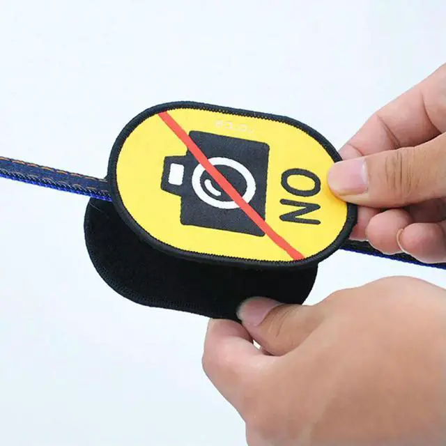 Alt view image 2 of 3 - No Photographing Sign Leash Sticker Tape Bright Color Dirt Resistant Hook Loop Fastener Warning el for Puppy Dog