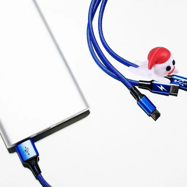 Main image of 5Pcs Festive Christmas Snowman USB Cable Clip Saver Silicone Data Line Protector for Headset Charger Cord Organizer Travel Home