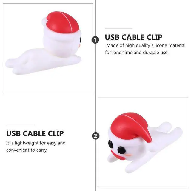 Alt view image 3 of 3 - 5Pcs Festive Christmas Snowman USB Cable Clip Saver Silicone Data Line Protector for Headset Charger Cord Organizer Travel Home