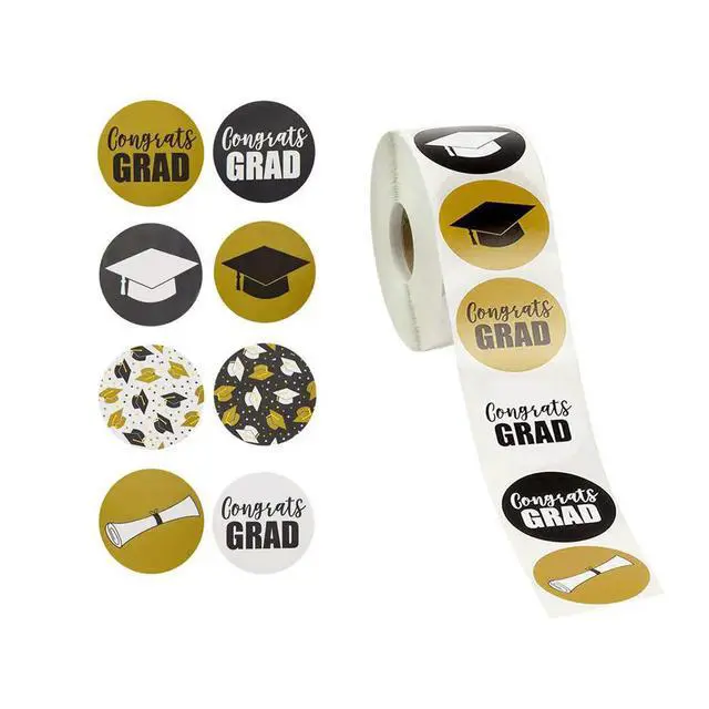 Alt view image 2 of 3 - 2 Rolls Graduation Stickers Premium Paper Self-Adhesive Fun Decorative Stickers for Graduation Ceremony School Party Festive
