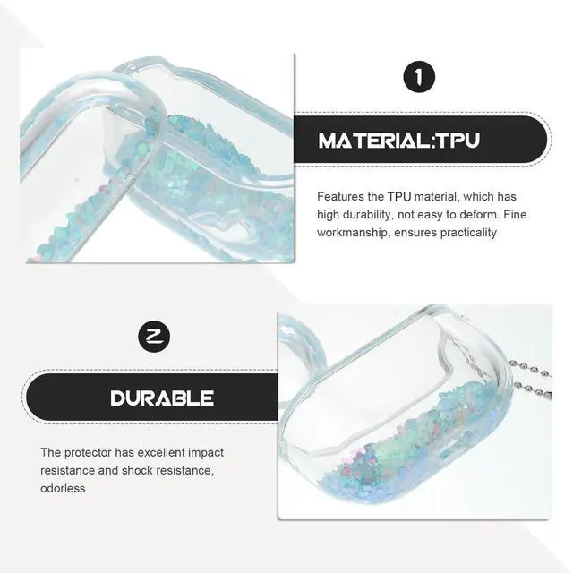 Alt view image 3 of 3 - Earphone Case Protector Tpu Quicksand Design Pink Sequin Compatible for AirPods 1 2 Earphone Cover Shockproof Scratch