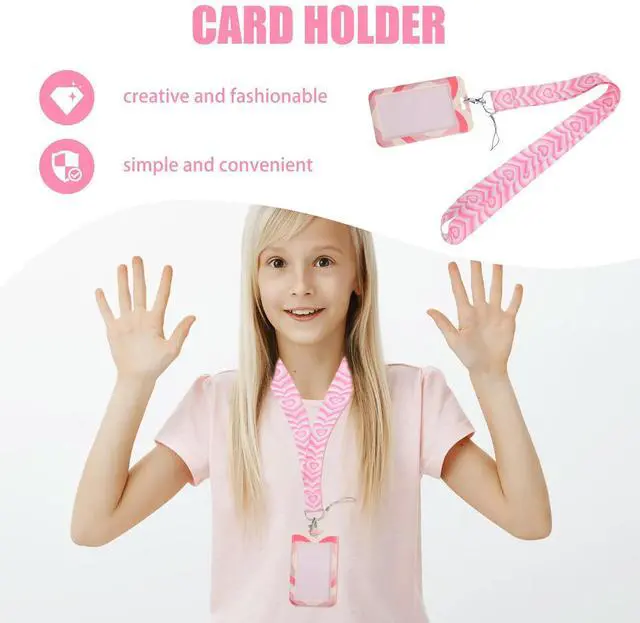 Alt view image 2 of 3 - 1Set Lanyard Card Holder Id Card Cover Delicate Pattern Fashion Design Secure Name Tag Holder for School Office Daily