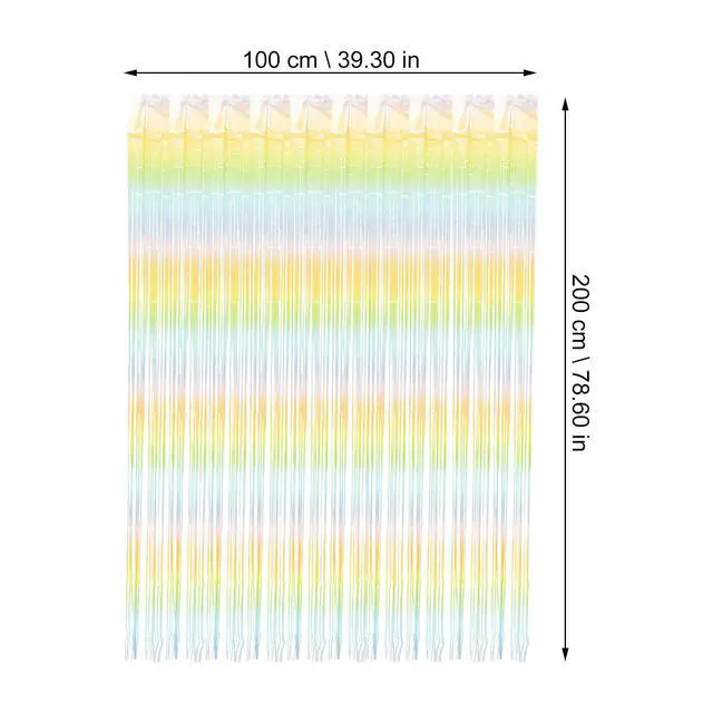 Alt view image 3 of 3 - Macaron Foil Fringe Curtain Plastic Party Backdrop Vertical Stripe Design Birthday Party Decorations Bachelorette Supplies