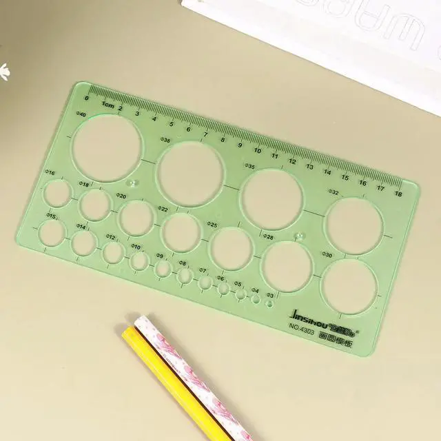 Alt view image 2 of 3 - 2Pcs Clear Geometric Plastic Draft Rulers Transparent Drawing Templates Measuring Tools for School Office Drawings Templates