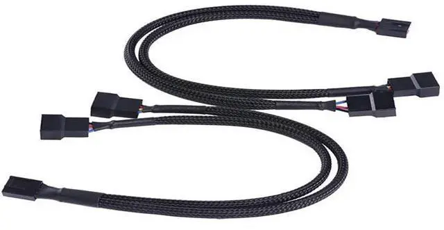 Alt view image 3 of 3 - 4Pcs 4 Pin Pwm Splitter Cable Computer CPU Fan Splitter Adapter Cable Supports Auto Pwm Control Dual Output Black Braided Design