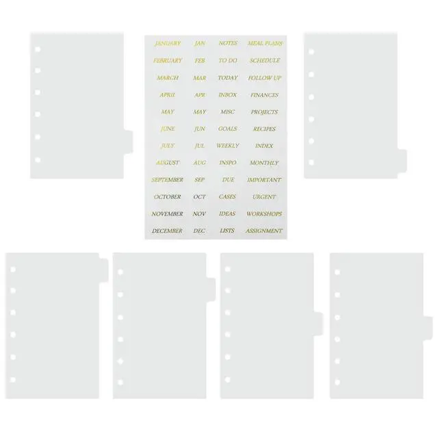 Alt view image 2 of 3 - 1Set Plastic Binder Page Dividers with Clear Design and Gold Stamping Tabs Ideal for Indexing Flagging Referencing in Binders