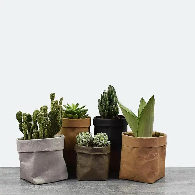 Alt view image 2 of 3 - 1Pcs Premium Kraft Paper Cloth Flower Pot Cover for Succulents Cactus Bonsai Mini Potted Plants Office Desk Decor Pen Makeup