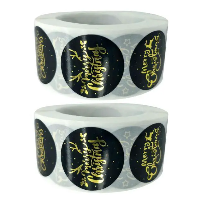 Alt view image 2 of 3 - 2 Rolls Christmas Gold Packing Bag Seal Stickers Removable No Residue Festive Decor els for Party Favors Gift Wrapping Craft