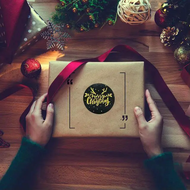 Alt view image 3 of 3 - 2 Rolls Christmas Gold Packing Bag Seal Stickers Removable No Residue Festive Decor els for Party Favors Gift Wrapping Craft