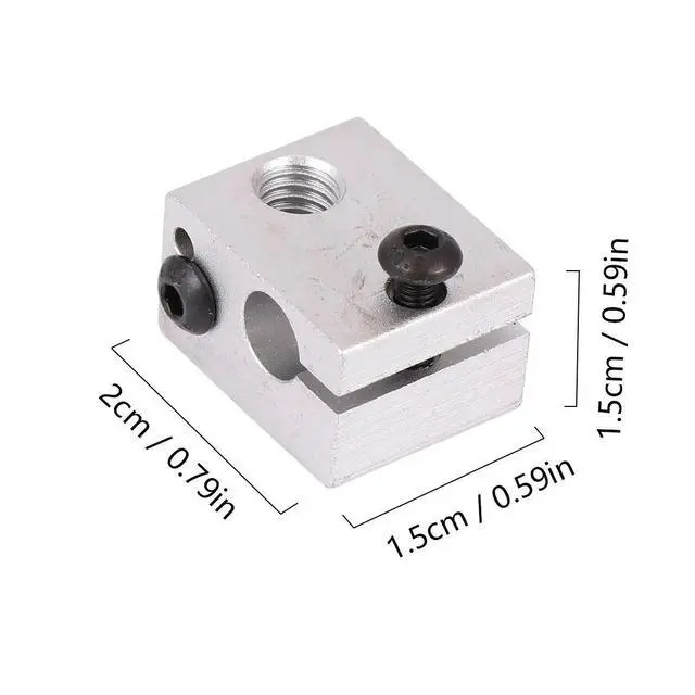 Alt view image 3 of 3 - 5Pcs Aluminum Heater Block for 3D Printer Hot End Aluminum Alloy Heating Block Sandblasted Oxidized Surface M5 Thermocouple Hole