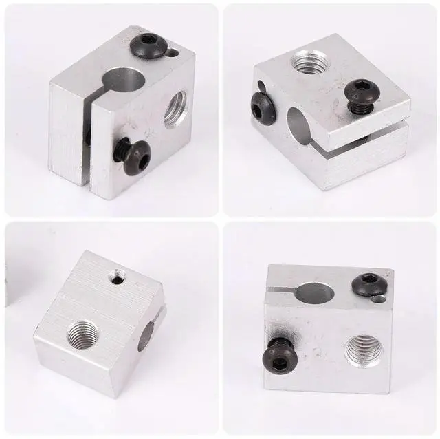 Alt view image 2 of 3 - 5Pcs Aluminum Heater Block for 3D Printer Hot End Aluminum Alloy Heating Block Sandblasted Oxidized Surface M5 Thermocouple Hole