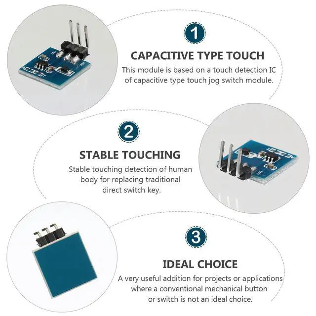 Alt view image 3 of 3 - 5Pcs Touch Button Module Single Channel Capacitive Sensor Board Easy-to-Use Filtered Sensing No Mechanical Switch Required DIY