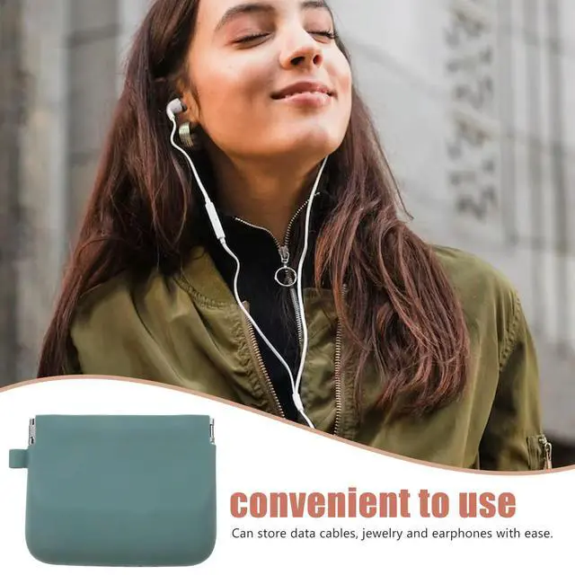 Alt view image 2 of 3 - Snap Closure Silicone Makeup Bag Small Organizer Pouch for Accessories Cosmetics Travel Purse Jewelry Earphones Data
