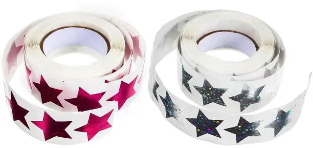 Main image of 2 Rolls Reward Star Stickers Self Adhesive Glitter Stars els for School Kids Crafts Party Decoration Sealing Stickers
