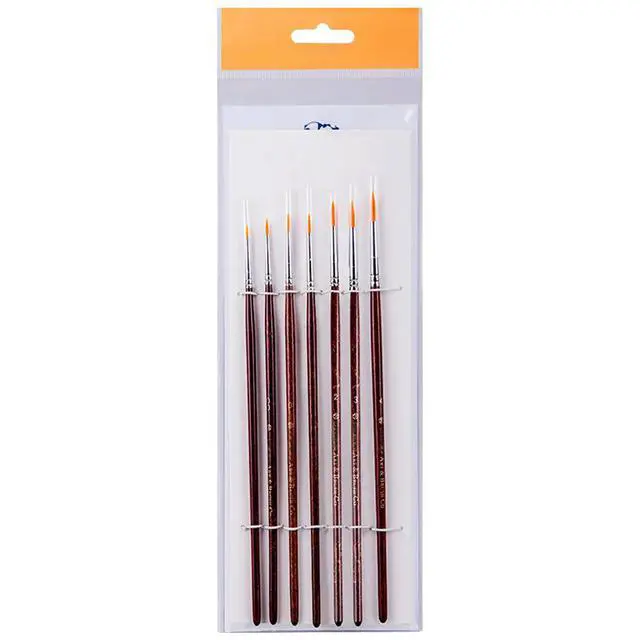 Alt view image 2 of 3 - 1 Set/7PCS Nylon Hair Art Paint Brush Set Wooden Handle Multifunctional Painting Art Painting Tools for Art Students