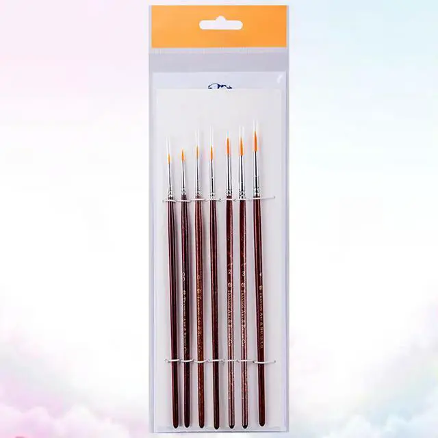 Alt view image 3 of 3 - 1 Set/7PCS Nylon Hair Art Paint Brush Set Wooden Handle Multifunctional Painting Art Painting Tools for Art Students