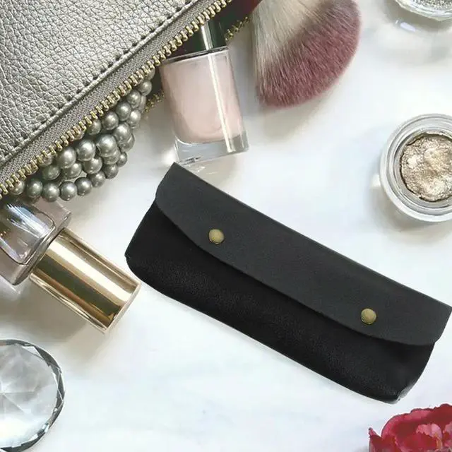 Alt view image 2 of 3 - 2Pcs Lightweight PU Brush Cases Travel Makeup Brush Holders Small Pencil Pouches Compact Organizer Bags
