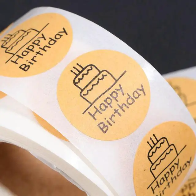 Alt view image 3 of 3 - Happy Birthday Self-Adhesive Round Seal Sticker Roll for Gift Packaging Baking Pouches Envelope Sealing Notebook Decoration