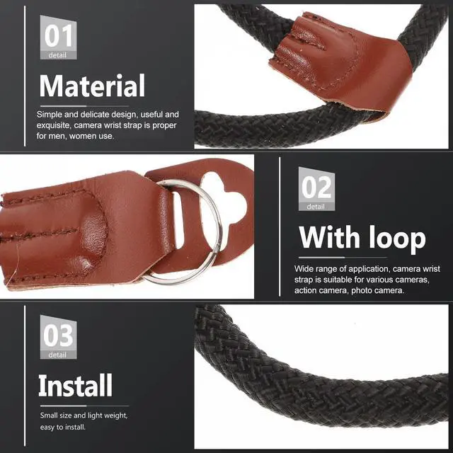 Alt view image 2 of 3 - Premium Cotton PU Camera Wrist Strap Simple Elegant Design for Photo Camera Hand Carry Easy Use Compatible with All Cameras