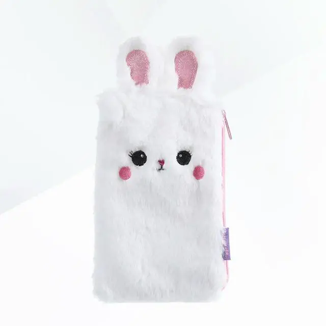 Alt view image 3 of 3 - Rabbit Design White Pencil Bag Soft Material Stationery Case Multifunction Coin Purse School Office Supplies