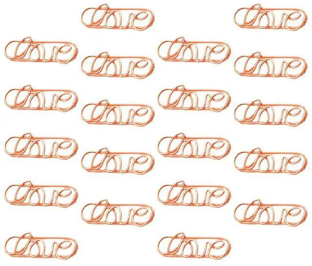 Main image of 20Pcs Strong l Paper Clamps Rose Gold Memo Clip for Wedding Decor Photo Display Name Cards Office Supplies Creative Book