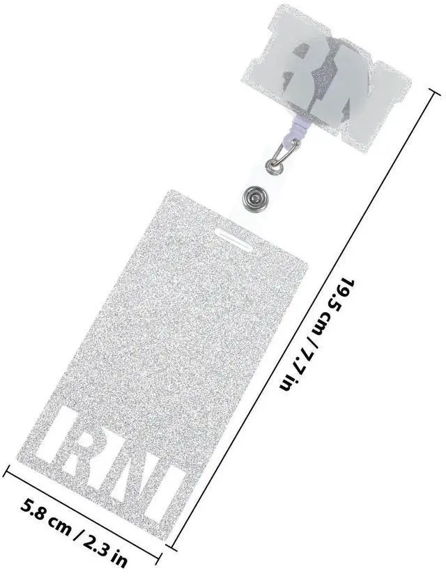 Alt view image 2 of 3 - Glitter Acrylic Badge Holder Belt Clip Nurse Badge Reel Retractable Vertical Nurse Tag Id Card Holder Lightweight Stylish Role