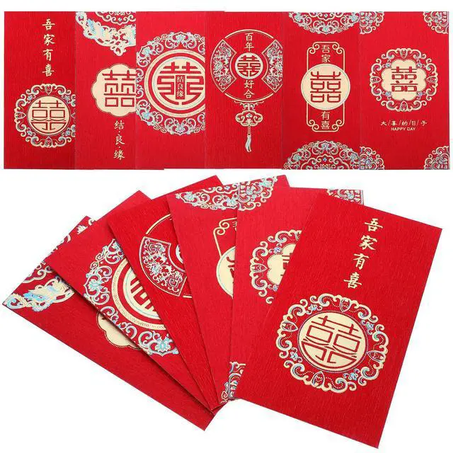 Alt view image 2 of 3 - 12Pcs Chinese Wedding Red Envelopes with Double Happiness Character Money Pockets for Cash Gifts Traditional Lucky