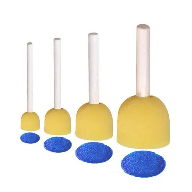 Alt view image 3 of 3 - 20Pcs Sponge Paint Brush Set with Round Wooden Handle for Kids Beginners DIY Painting Art Craft Graffiti Drawing Practice