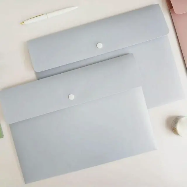 Alt view image 2 of 3 - 2Pcs File Folder Document Organizer Buckle File Pockets A4 Transparent Waterproof Lightweight Document Bag for Office Home Blue