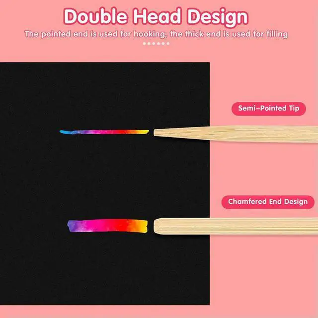 Main image of 100Pcs Wooden Stylus for Scratch Paper Double-Ended Drawing Sticks Smooth Burr-Free Surface Comfort Grip Long-Lasting Natural