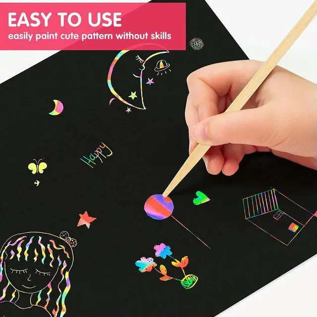 Alt view image 3 of 3 - 100Pcs Wooden Stylus for Scratch Paper Double-Ended Drawing Sticks Smooth Burr-Free Surface Comfort Grip Long-Lasting Natural