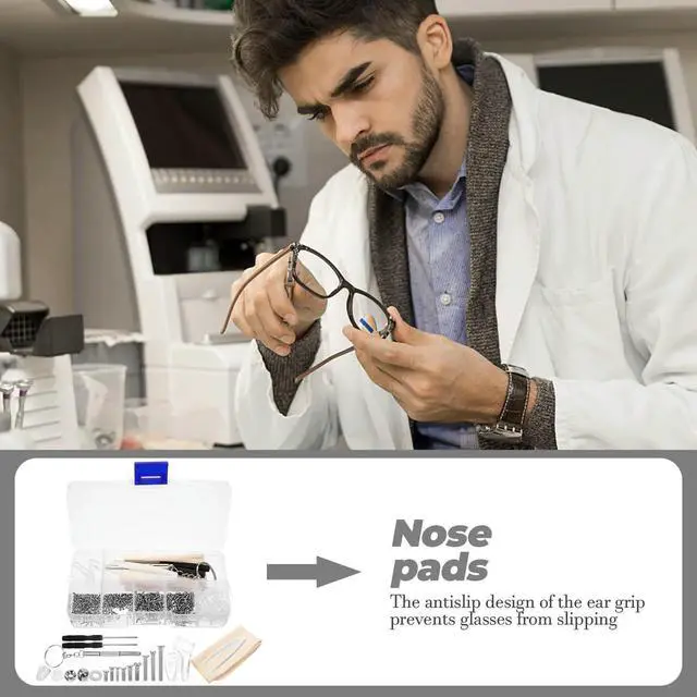 Main image of 1Set Eyeglass Repair Kit Sturdy Glasses Nose Pads Screws Kit Easy Repair Sunglass Tool Set Eyeglass Nose Pads