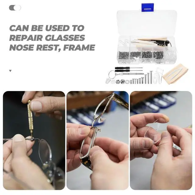 Alt view image 2 of 3 - 1Set Eyeglass Repair Kit Sturdy Glasses Nose Pads Screws Kit Easy Repair Sunglass Tool Set Eyeglass Nose Pads