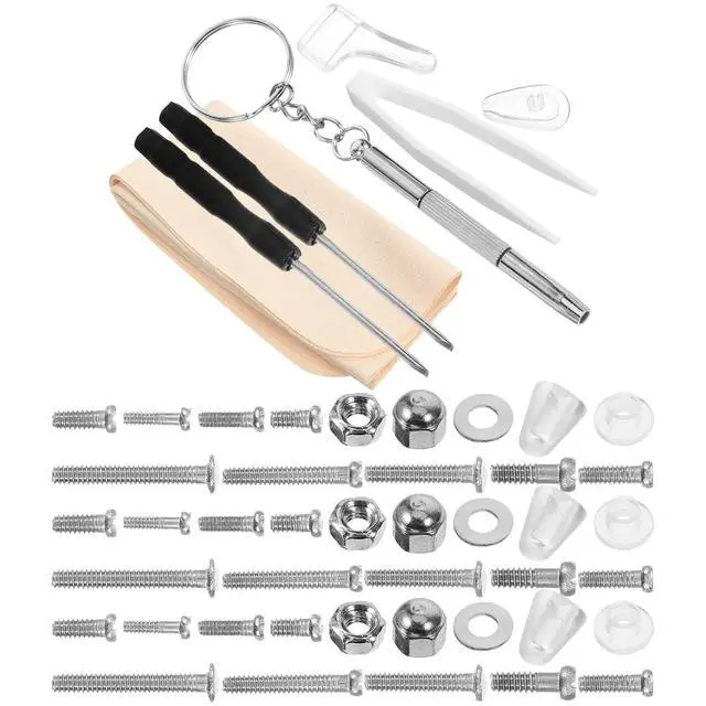 Alt view image 3 of 3 - 1Set Eyeglass Repair Kit Sturdy Glasses Nose Pads Screws Kit Easy Repair Sunglass Tool Set Eyeglass Nose Pads