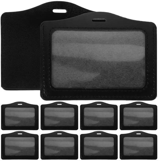 Alt view image 2 of 3 - 10Pcs Clear Name Badge Holders Horizontal Card Sleeve Protective Covers for Trading Game Cards Id Holder Transparent