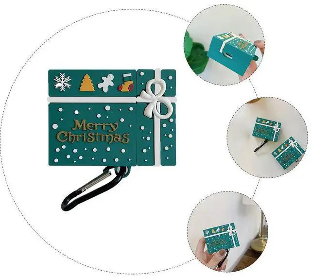 Main image of Christmas Themed Headphone Case for and 2 Protective Dustproof Earphone Cover Sturdy Buckle Design