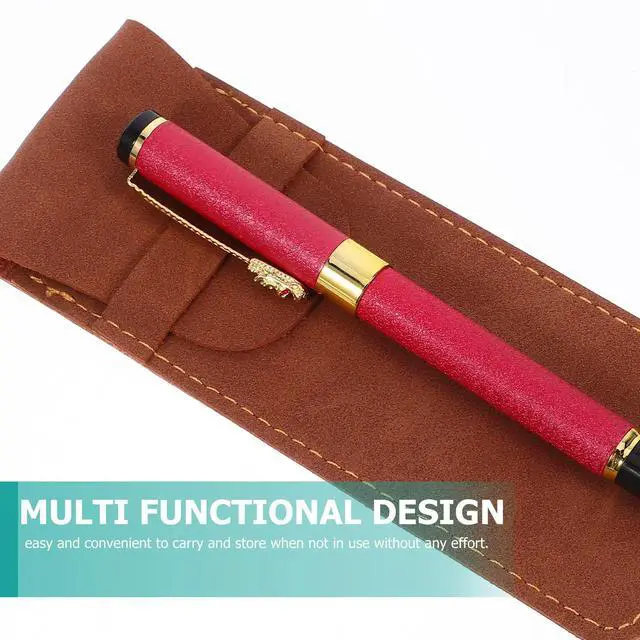 Alt view image 3 of 3 - 2Pcs Fine Detail Pen Protective Pouch Simple Design PU Pen Sleeve for Two Stylus Writing Pens Office University Daily Use