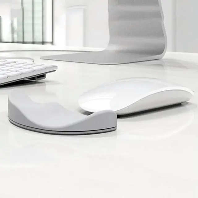 Alt view image 2 of 3 - Wrist Support Mouse Pad Light Grey Silicone Cushion Anti-Slip Base Ergonomic Design Comfortable Wrist Relief Smooth Surface