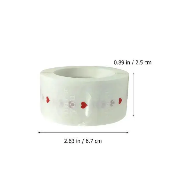 Alt view image 2 of 3 - 500Pcs Transparent Thank You el Stickers 2 Rolls Red Heart Thank You Decals for Gift Wrapping Flower Bouquets Candy Bags