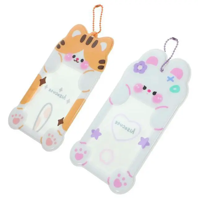 Alt view image 2 of 3 - 2Pcs Cartoon Animal Card Holder Clear PVC Id Badge Sleeve with Chain for Credit Bus Office School Cards Visible Reusable